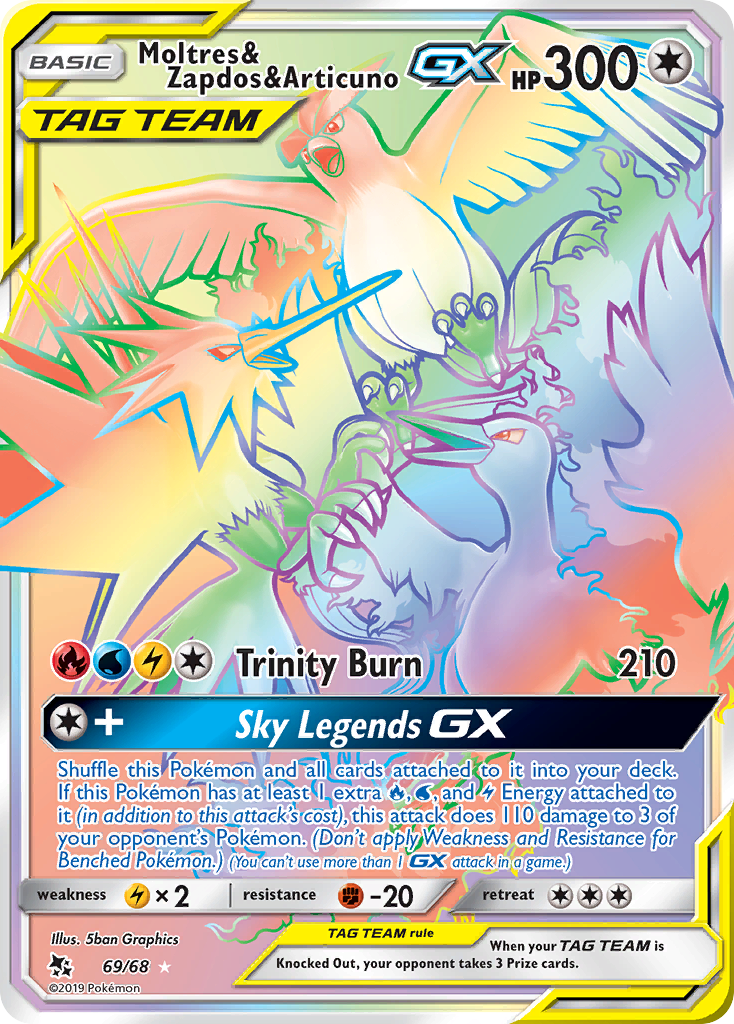 MOLTRES & ZAPDOS & ARTICUNO GX reference card artwork in a custom Prom's Collection holder