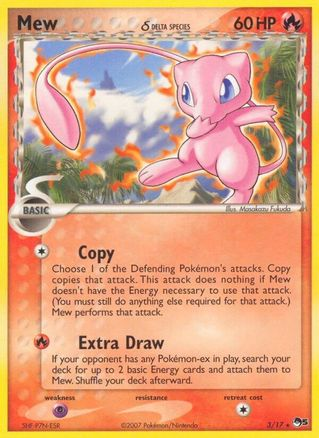 MEW DELTA SPECIES reference card artwork in a custom Prom's Collection holder