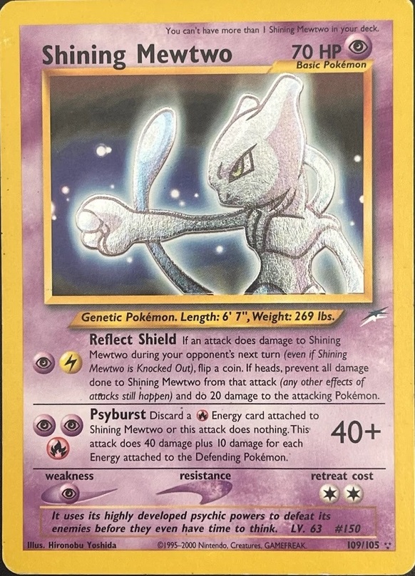 SHINING MEWTWO reference card artwork in a custom Prom's Collection holder