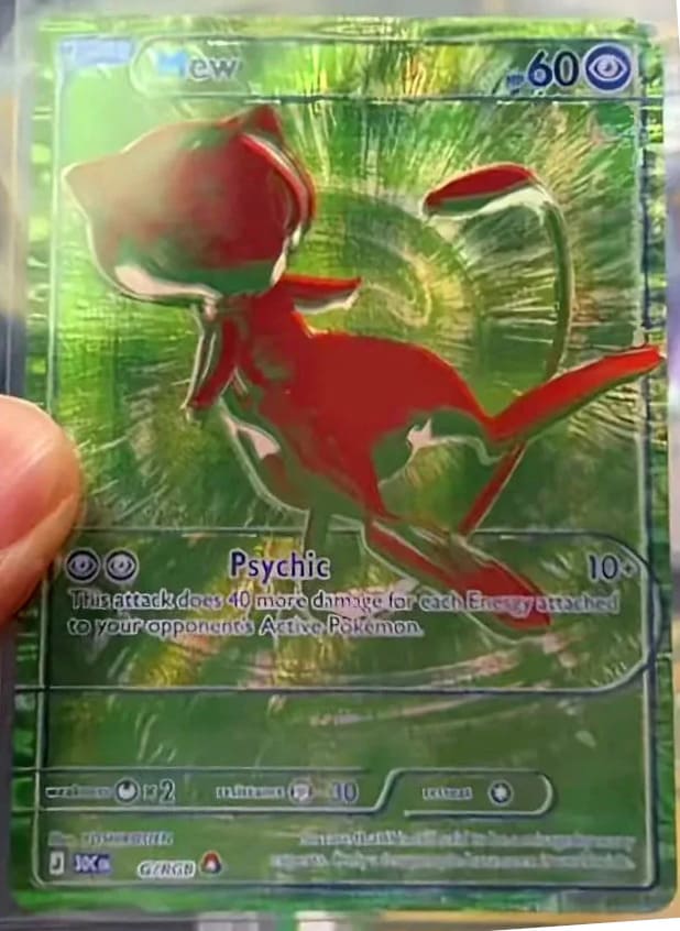 MEW RGB GREEN reference card artwork in a custom Prom's Collection holder